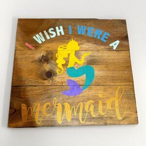 Mermaid Room Girls Wall Decor Large Hand Painted Wood Nursery USA Beach House